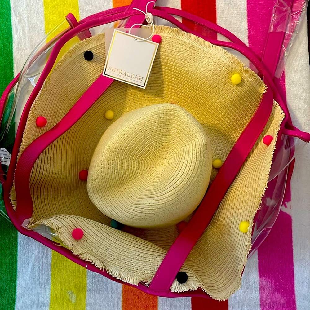 SHIRALEAH Bubble Beach Tote w/ Sun Hat.